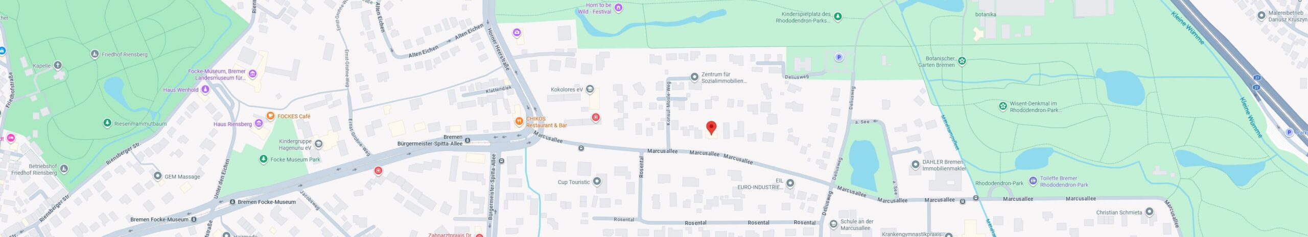 Navigationskarte mit Standortmarkierung und Routenführung in Karten-App auf Desktop